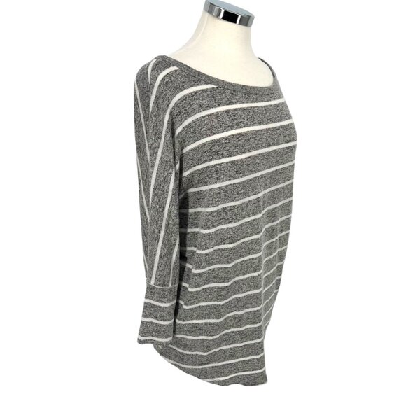 Market & Spruce Striped Gray Boat Neck Top Size Medium - Picture 5 of 9